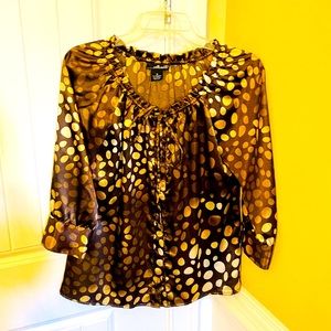 Tie at neckline, polyester & spandex